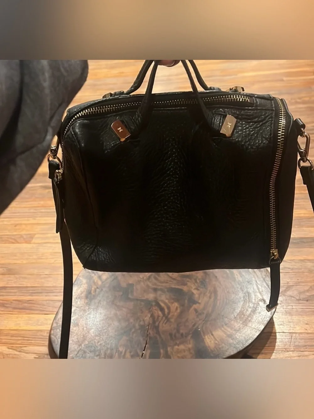 Halston Heritage baby pebbled Leather satchel with Gold Hardware